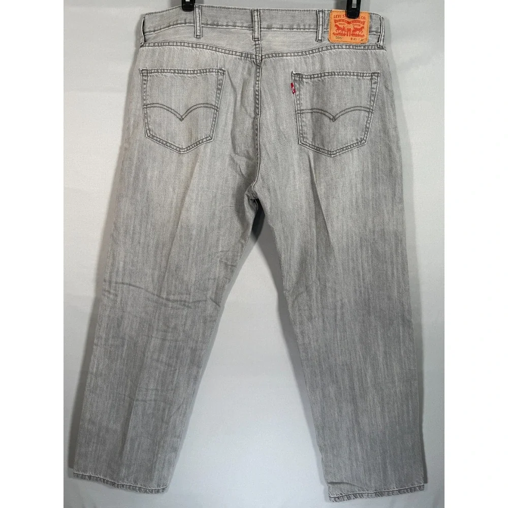 Levi's 505 Light Gray Wash Straight Leg Mens Jeans 40x30 (Act 39x29) Casual Work
